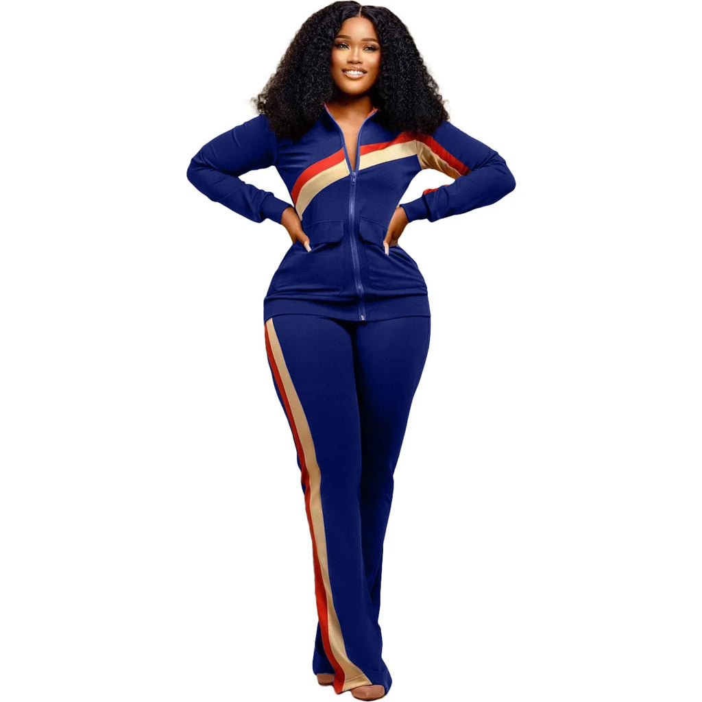 Tracksuit Women Pants Set Two Piece Set Autumn Winter Zipper Jacket Tops Suits Jogging Vintage Patchwork Outfits Y2k Streetwear