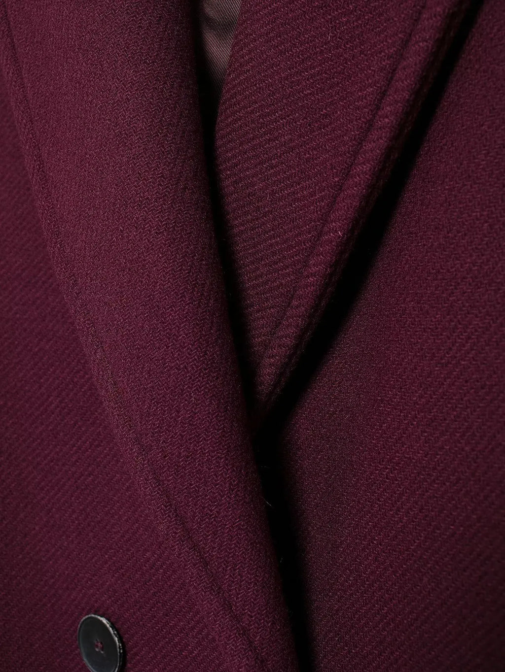 HH Women Fashion Burgundy Woolen Coat Double Breasted Long Sleeve Lapel Blends Jacket Autumn Winter High Street Outerwear