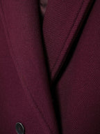HH Women Fashion Burgundy Woolen Coat Double Breasted Long Sleeve Lapel Blends Jacket Autumn Winter High Street Outerwear