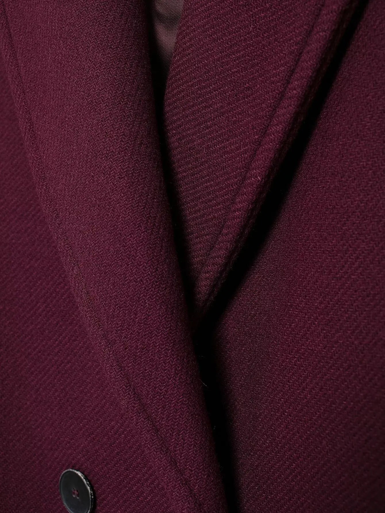 HH Women Fashion Burgundy Woolen Coat Double Breasted Long Sleeve Lapel Blends Jacket Autumn Winter High Street Outerwear