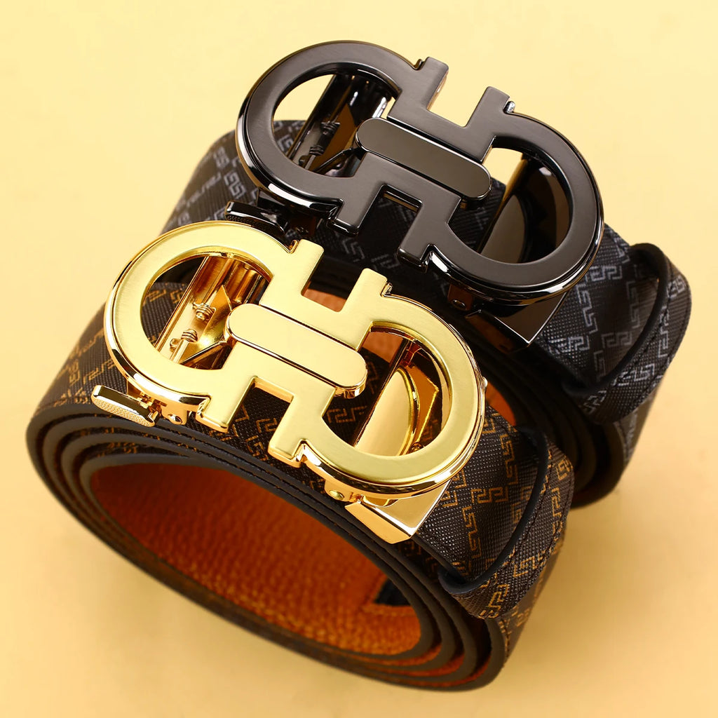 Men's Belt with Alloy Automatic Buckle for Jeans Business Pants Accessory Perfect Gift for Husband Father