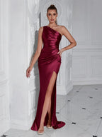 Formal Women's Evening Prom Elegant Party wedding guest  Celebrity Female Satin Maxi Club Wear Cocktail Dresses
