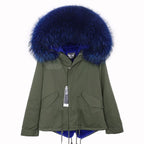 MAOMAOKONG 2025 & 2026 Real Fur Coat New Fashion Fox Fur Collar Winter Women's clothing Removable Lining Thickened Jacket Short Parka