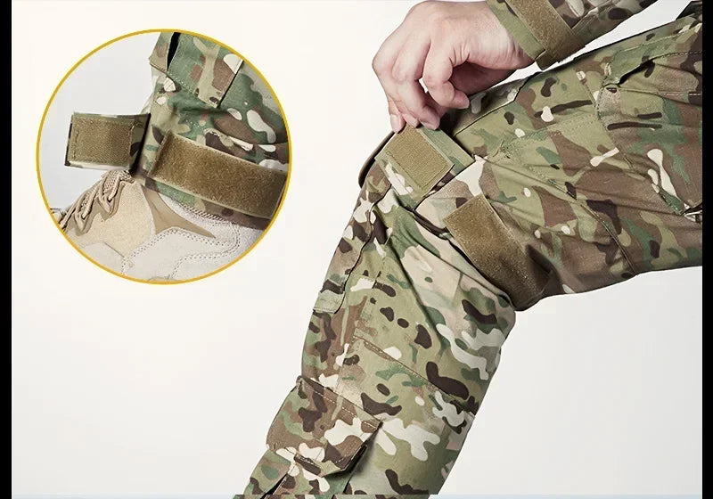 Multicam Pants +Knee Pads Men Tactical Combat Cargo Camo Trousers Trainning Hunting Clothes Quick Dry Breathable Sport Pants