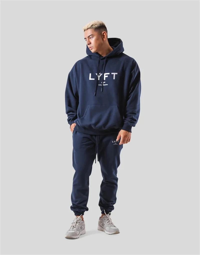 LYFT Classical LOGO Men Hoodies Winter Fleece Warm Mens Sweatshirt Fashion Streetwear Casual Men's Loose Pullovers Brand Hoody