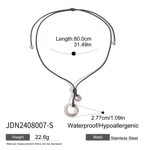 Youthway Trendy Stainless Steel Waterproof Irregular Geometric Metal Wax Rope Necklace Gold Silver For Women Jewelry Gift