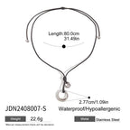 Youthway Trendy Stainless Steel Waterproof Irregular Geometric Metal Wax Rope Necklace Gold Silver For Women Jewelry Gift