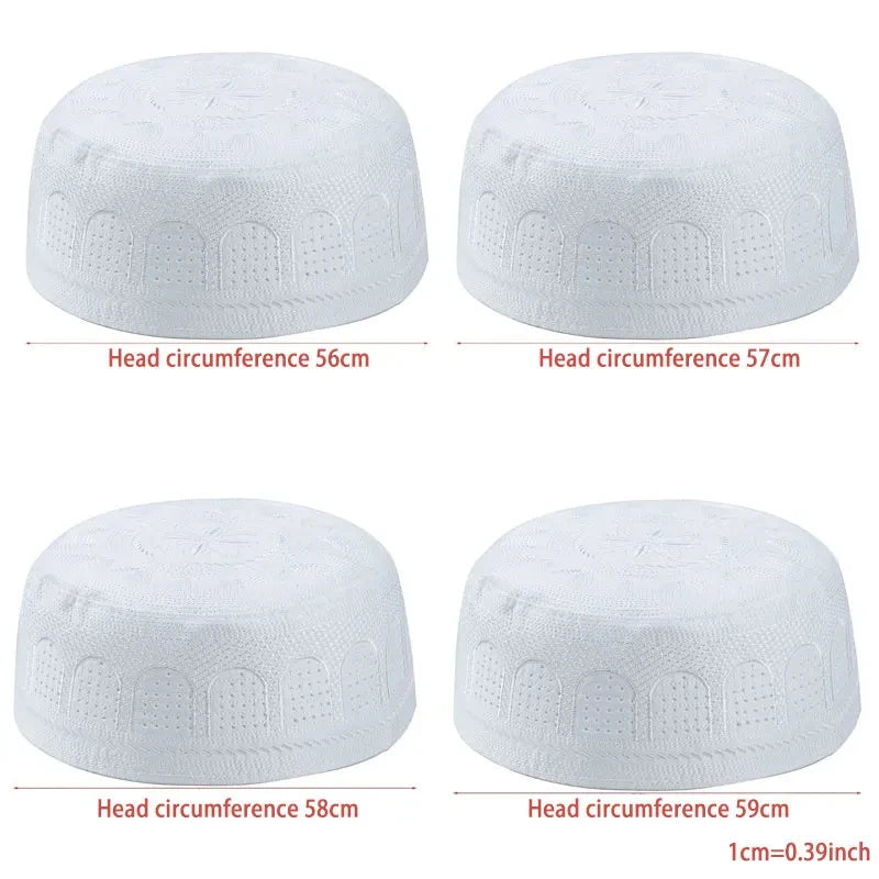 New Muslim Men Prayer Cap Hat Cotton Embroidery Saudi Arabia Islamic Hat Cap Men Headscarf Topkippot Turban  Leisure Saudi Cap Secondary image