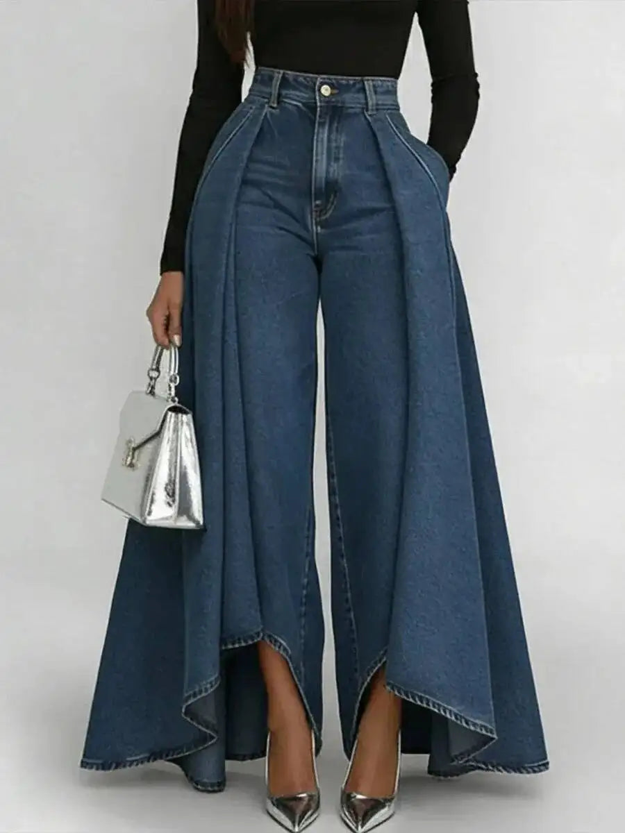 SHENGPALAE European And American Style Loose Solid Color Printed Button Straight Leg Jeans For Women 2026 Spring New 05E01378