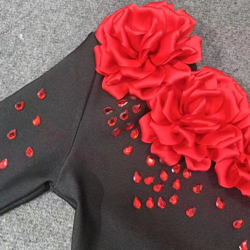 3D Flower Strapless Dress Party Dresses Ropa De Mujer French Banquet Elegant Gown Vestidos فساتين سهرة فساتين نسائيه انيقه
