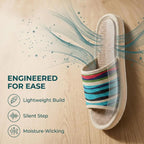 Striped Linen Open Toe Slippers Breathable Indoor House Slippers Anti Slip EVA Sole Lightweight Casual Home Slides For Men Women