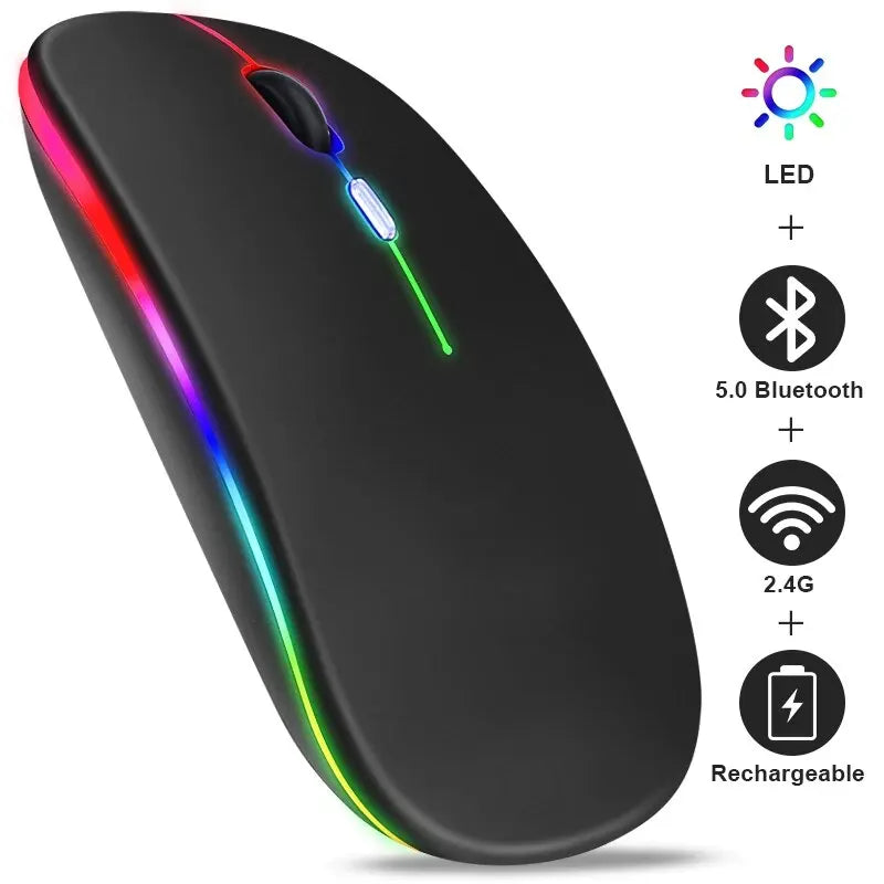 Wireless Mouse RGB Rechargeable Bluetooth Mice Wireless Computer Mause LED Backlit Ergonomic Gaming Mouse for Laptop PC 3600DPI Main image