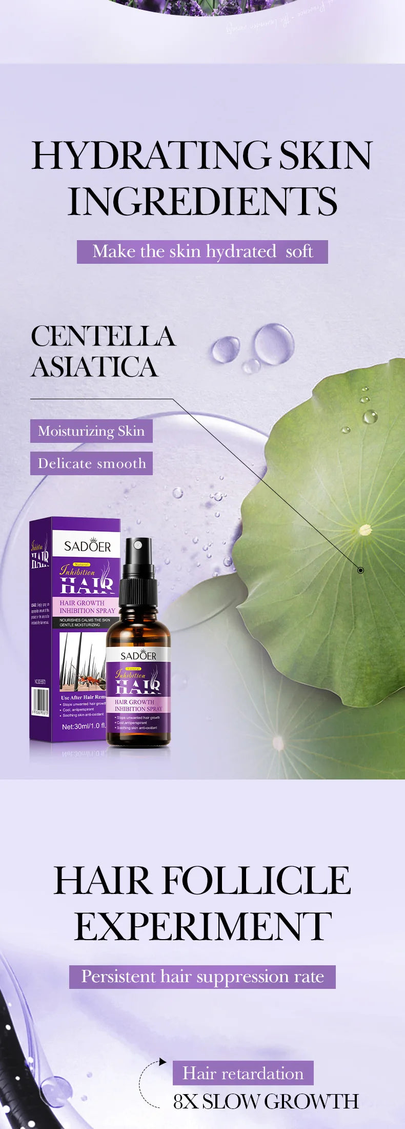 Natural Hair Inhibiting Spray Gently Soothes Nourishes Skin Painless Depilatory Agent Inhibits Hair Growth in Chest Armpit Thigh