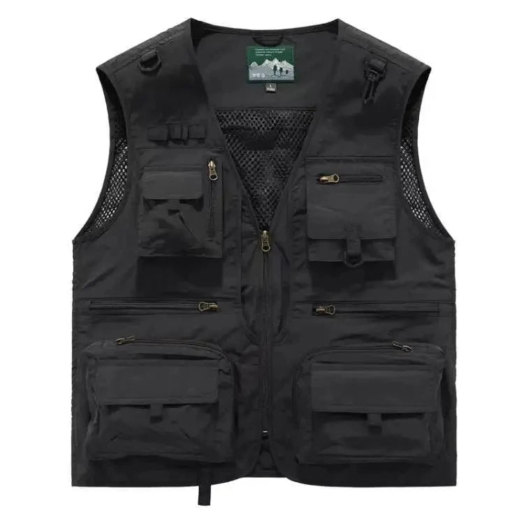 2026 New Men's Vest Tactical Webbed Gear Coat Summer Photographer Waistcoat Tool Many Pocket Mesh Work Sleeveless Jacket Male