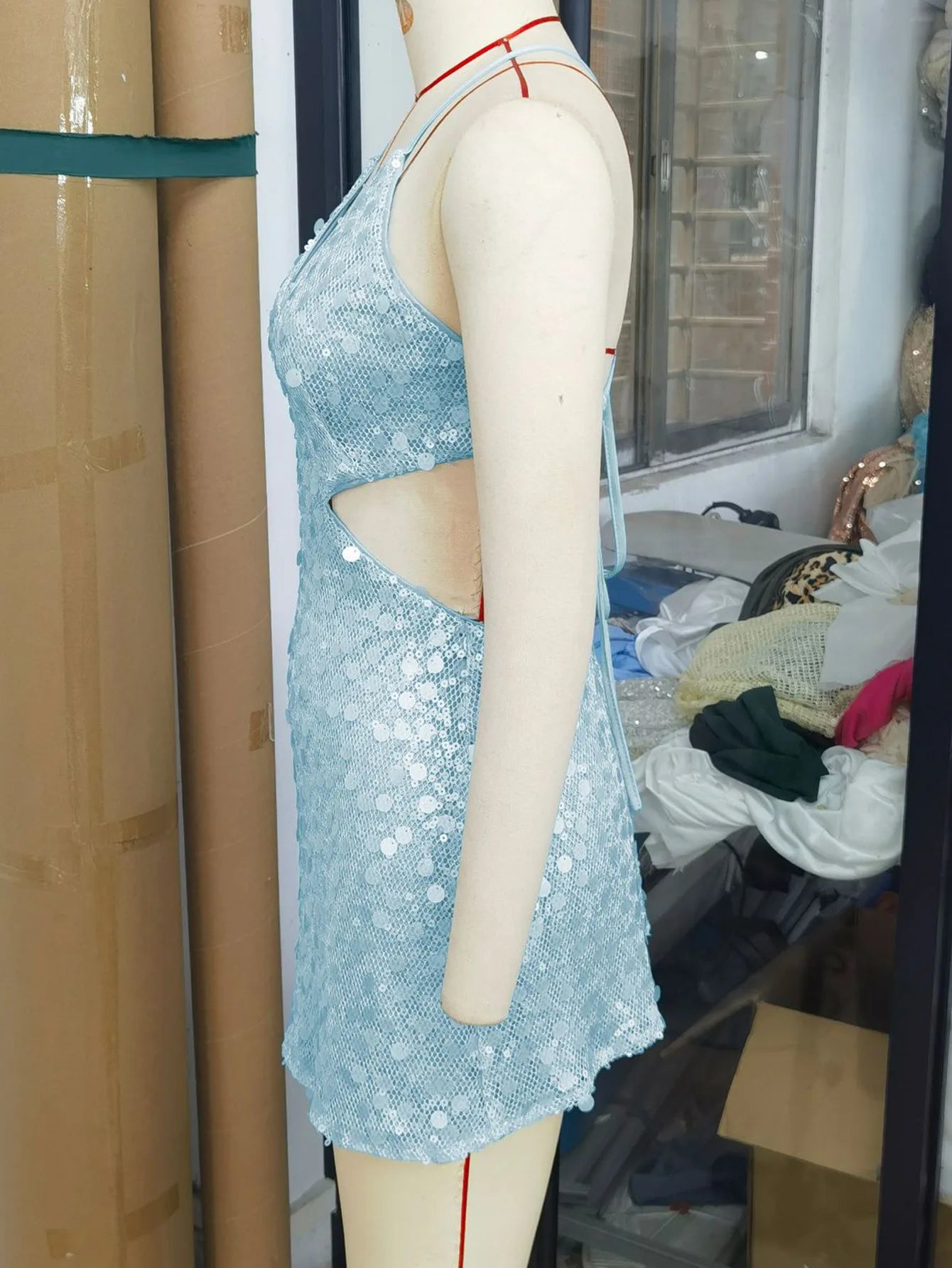 Womens Dresses Sexy Backless Sequined Hhalter Elegant Party Dresses Nightclubs Wedding Birthday Cocktail Evening Dress HXY263