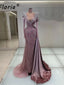 Modest Pink Evening Wedding Dresses Arabia Beaded Crystal Mermaid Prom Gowns Customized Formal Dress Elegant Gala Robe Soiree