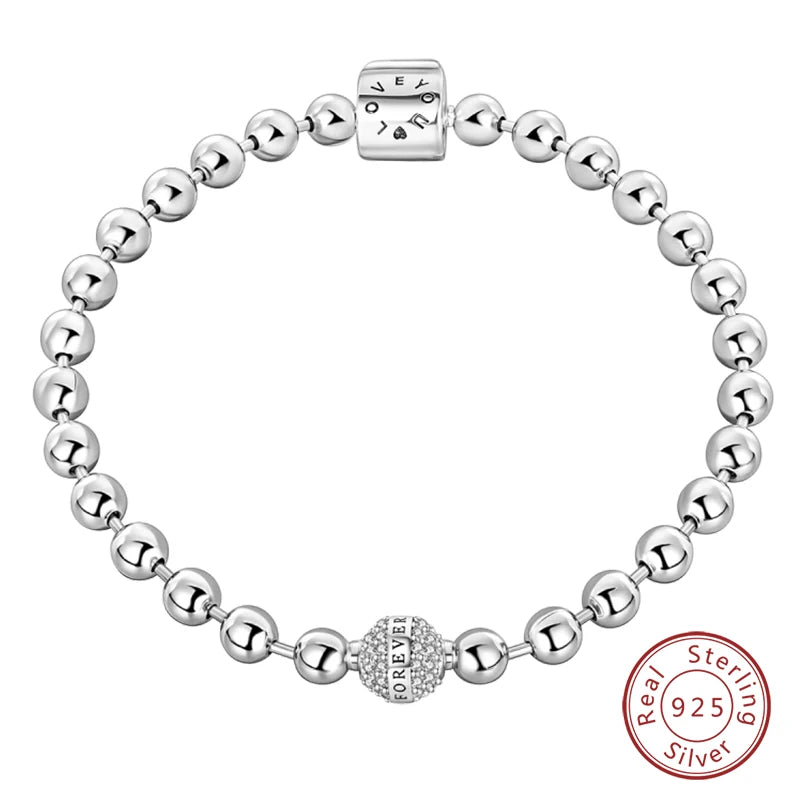 Bracelet Silver 925 Original 17-20CM Star Moon Sun Four Leaf Clover Green Zircon Bracelets Fit DIY Charms Birthday Jewelry Gifts