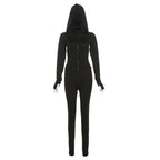 Nibber Sporty Casual 2 Piece Set Women Tracksuit Hooded Zip Crop Tops+Leggings Fitness Soft Stretch Streetwear Activity Suit