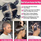 Straight 250 Density Real Full Lace Human Hair Wig Brazilian Pre Plucked 360 HD Full Lace Invisible Strap Snug Fit Wig For Women