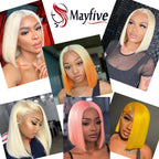 12 14 16 Inch 200 Density Straight Lace Front Human Hair wig Short Transparent 13x4 Bob Lace Frontal Wigs 613 Honey Blonde Remy