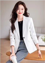 Women Blazer Casual Single Button Long Sleeve Red Black White Slim Suit Ladies Office Coat Fashion New Winter Autumn Jacket 2025 & 2026