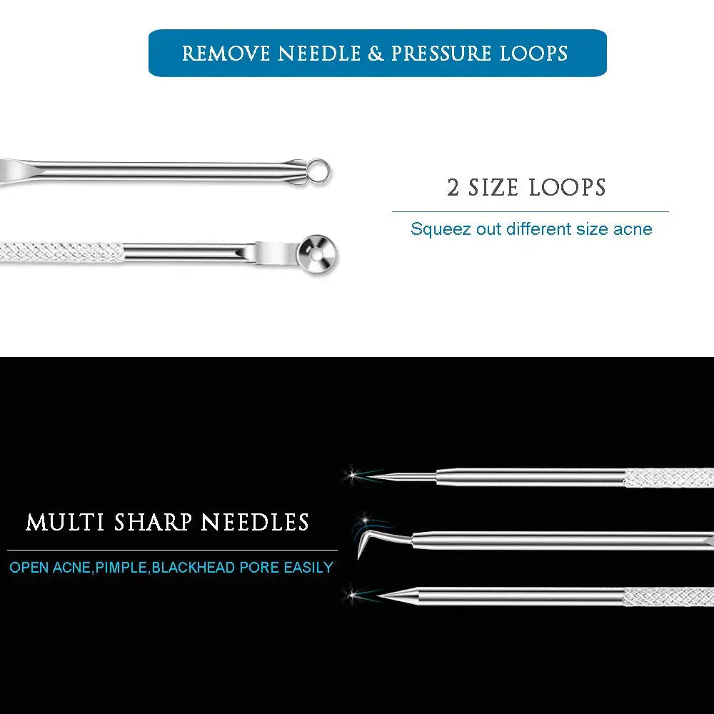 Dighealth 4PCS Stainless Steel Blackhead Remover Extraction Pimple Comedone Acne Extractor Whitehead Blemish Popper Kit Secondary image