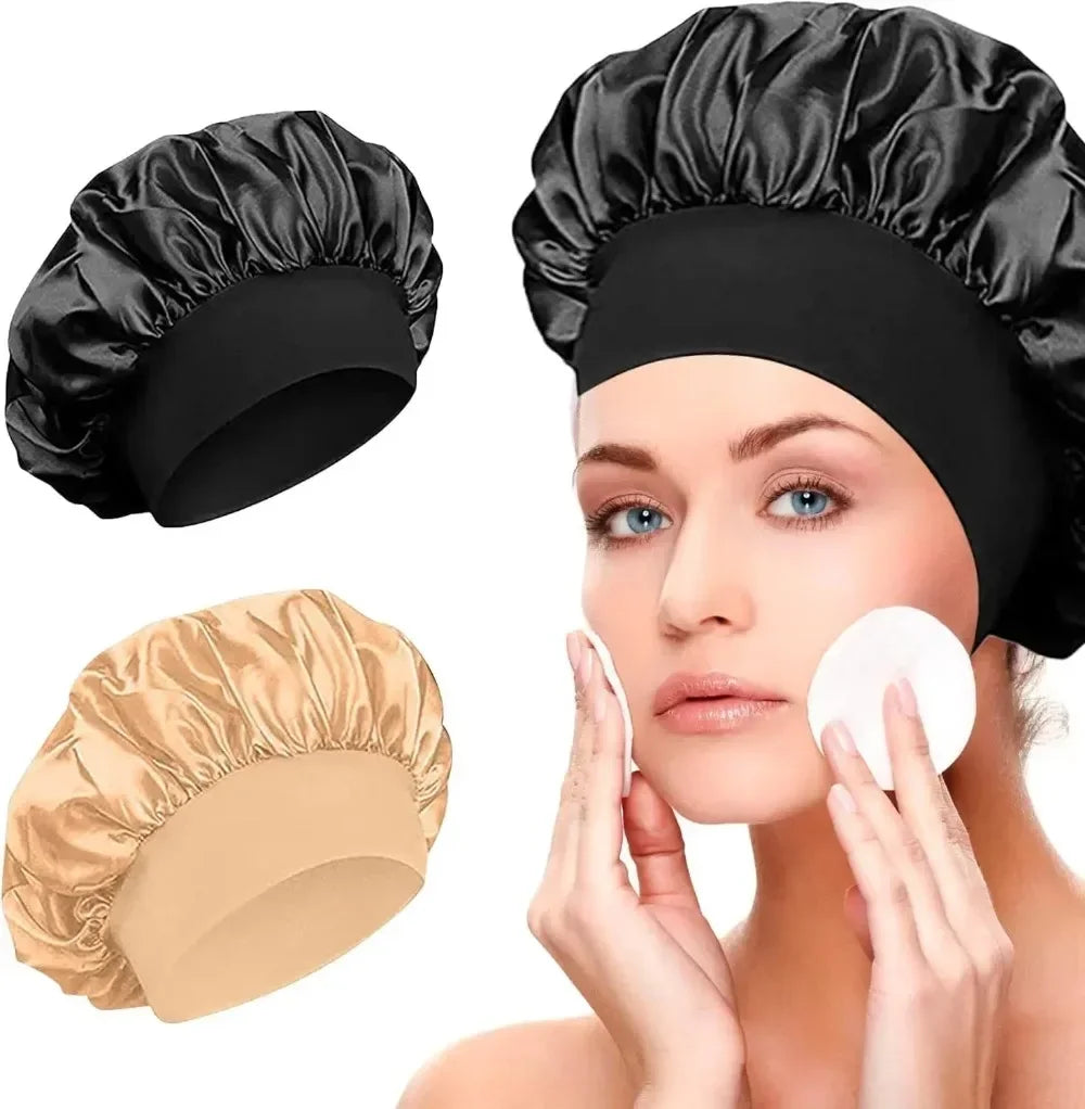 Bonnet Satin Sleeping Hat Hair Night Sleep Cap Head Cover Shower Caps for Bath and Sauna Bathing Shower Caps Bathroom Products