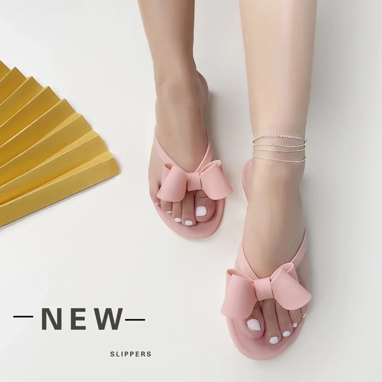 EOFK Summer Jelly Slippers Women Butterfly PVC Sweet Beach Pull On Flat Solid Ladies Versatile Fashion Anti slip Slippers Secondary image