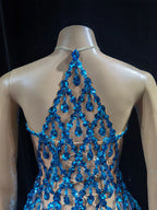 Luxurious Blue Diamond Sparkling Tassel Jazz Dance Performance Clothing Basketball Baby Performance Clothing Cheerleading Short