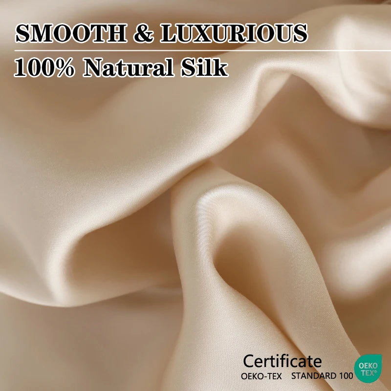 Mulberry Silk Fitted Bed Sheet with Elastic Bands Luxury Mattress Cover Single Double King Queen Size Bed Cover 100/140/200/220 Secondary image