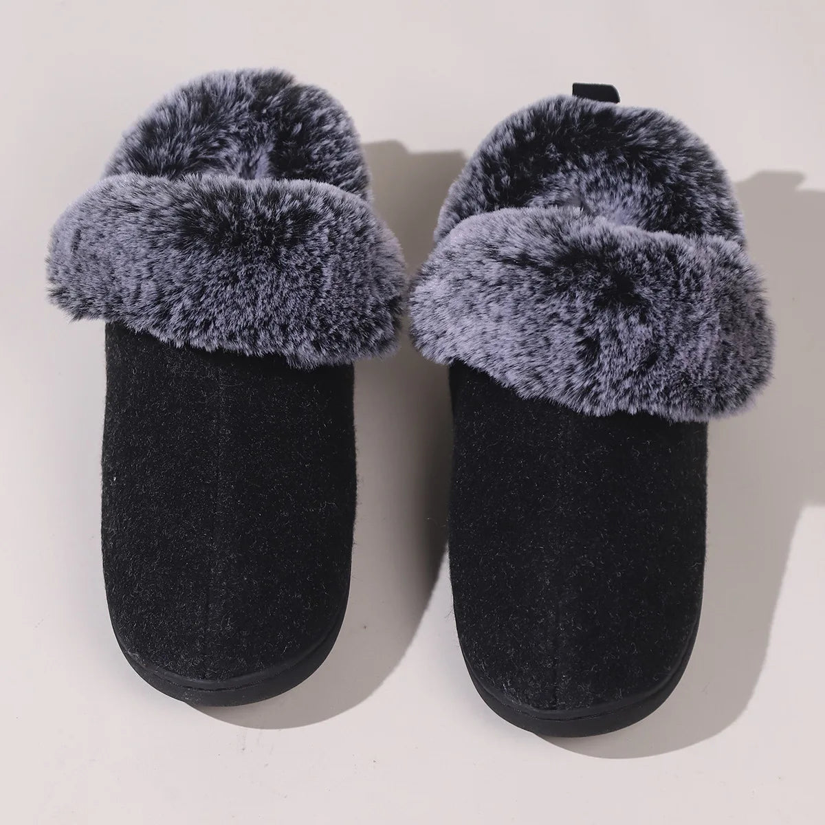 Smile Pop New Men Plush Slippers Indoor Fluffy Fur Home Men Slippers Outdoor Warm Closed Soft Non-slip Fuzzy Winter Men Shoes Secondary image