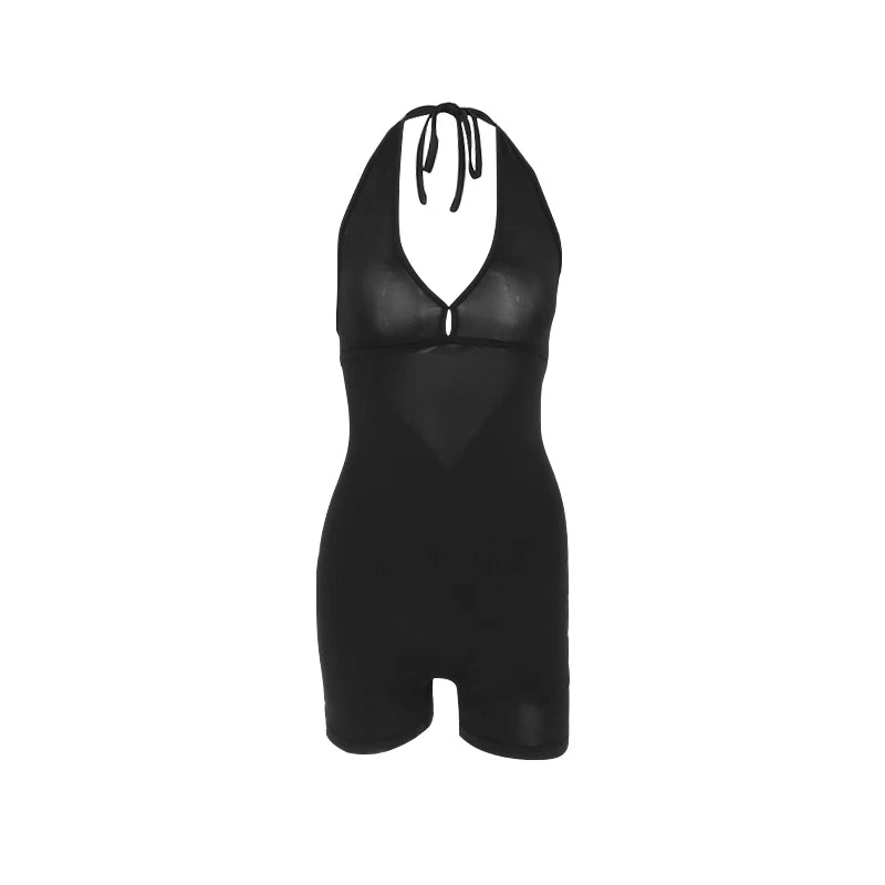 New Women Sexy Rompers Summer Female Solid Sexy Up V-Neck Low Chest Sleeveless Playsuits Casual Slim Club Party Female Rompers