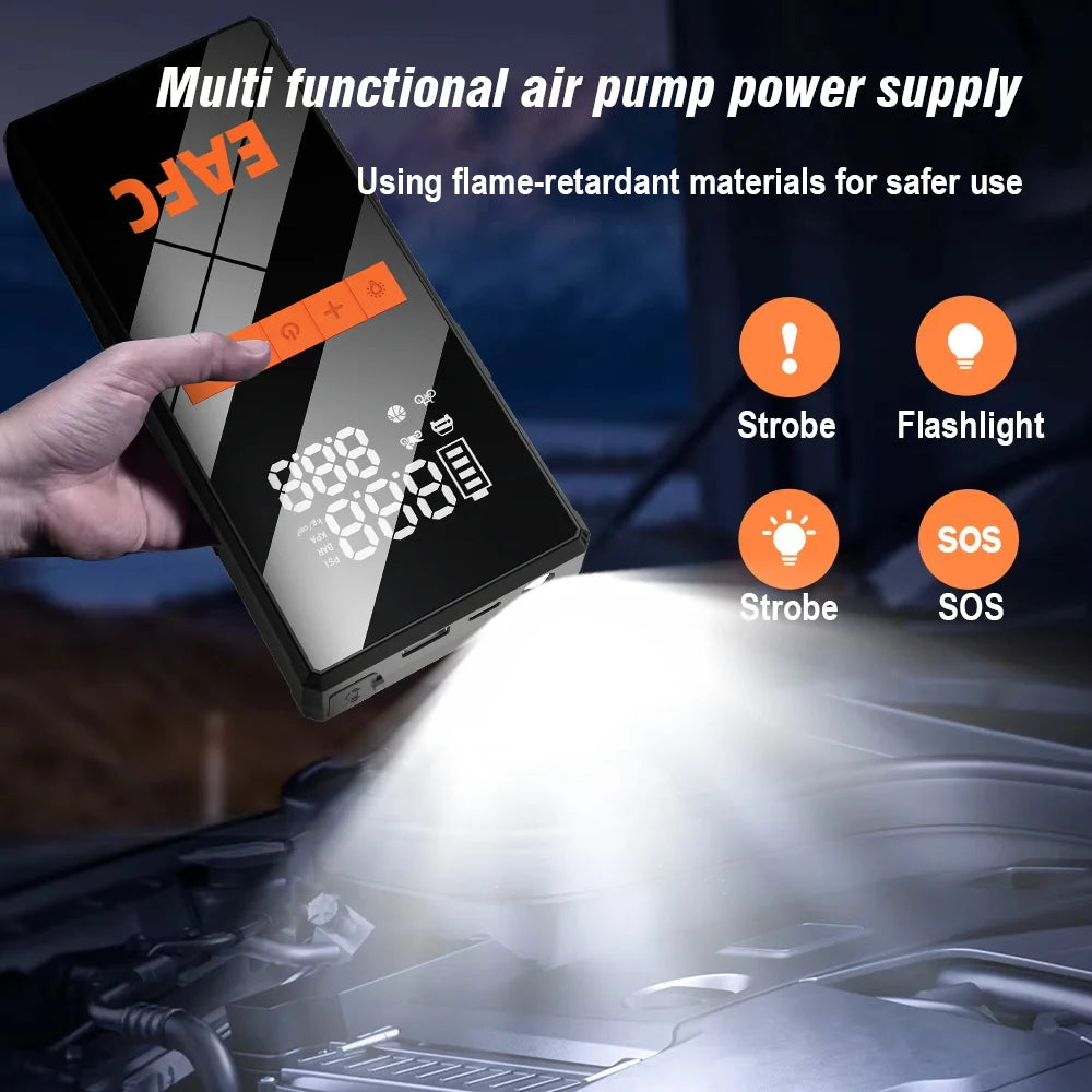 EAFC 1200A Smart Car Jump Starter with 150PSI Air Pump -8000mAh Power Bank  LED Light Smart Inflate for Cars Motorcycles Trucks