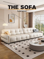 Italian Minimalist Sofa Modern Luxury Living Room Couch Straight Sofa Set Persons Genuine Leather Upholstered Furniture JT40