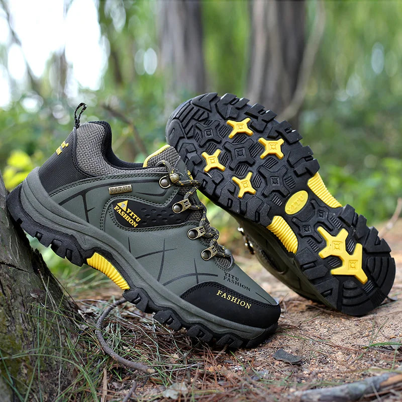Shoes for Men 2026 New Men Sneakers Leather Waterproof Mountaineering Camping Hiking Shoes Thick Sole Comfortable Running Shoes