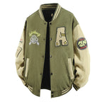 Hip Hop Men's Suede Embroidered Varsity Jacket Color Block Letter Graphic Long Sleeve Baseball Jacket Bomber Coat