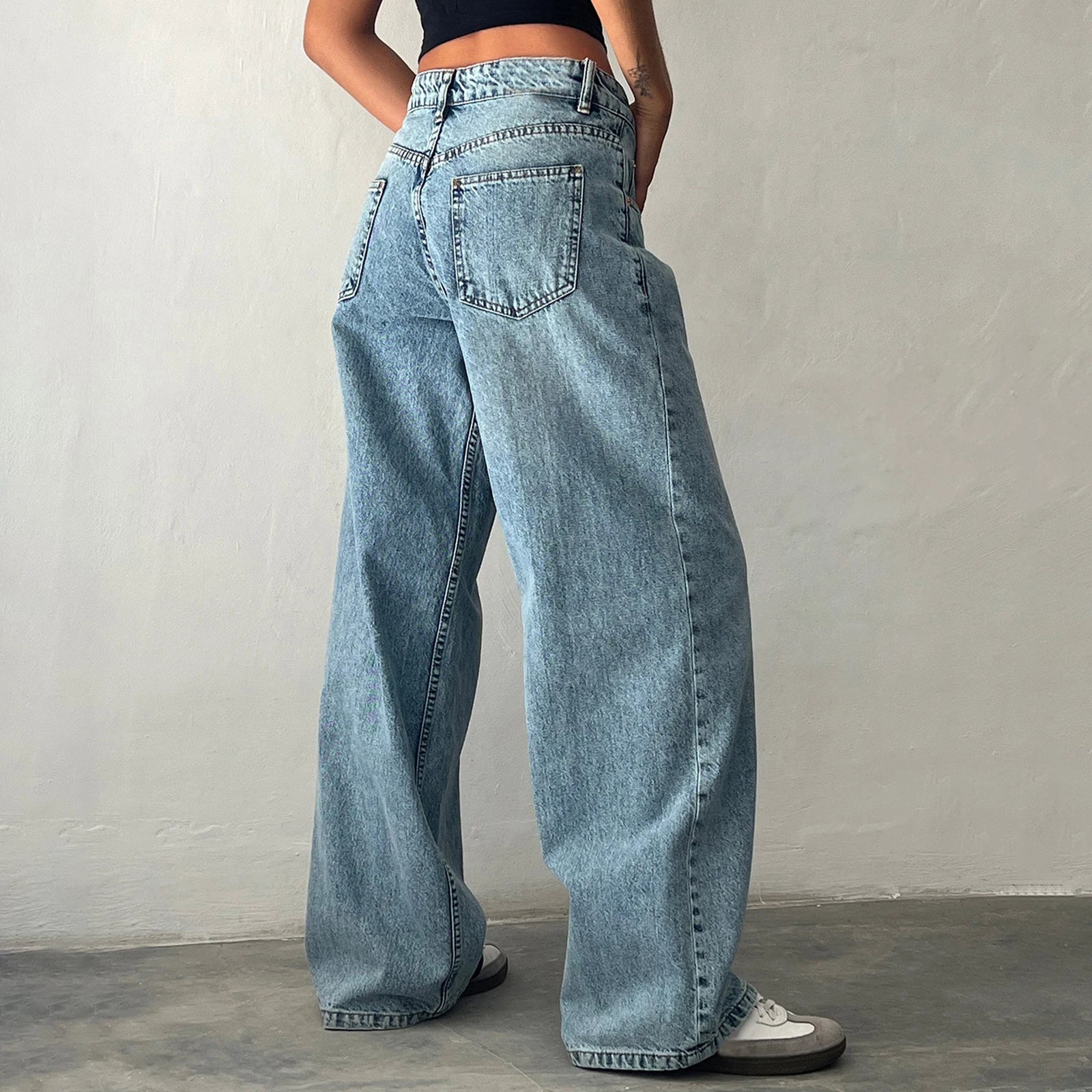 Y2K Baggy Jeans for Women Trendy Low Rise Casual Straight Leg Boyfriend Jeans Denim Pants with Pocket Streetwear Secondary image