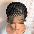Short Full Lace Braiding Wig Synthetic Cornrow Knotless Box Braided Wigs Natural African Bantu Braids Wig for Black Women
