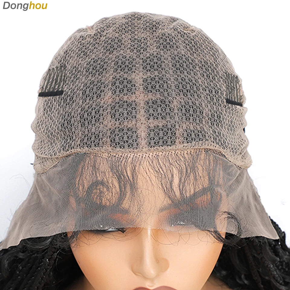 Donghou 24Inch Lace Front Boho Braided Wigs for Women Knotless Braid Wig Natural Hairline Box Braid wigs Premium Lightweight Wig