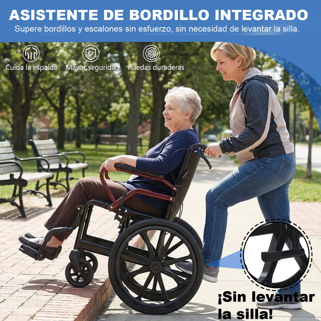Lightweight Travel Wheelchair Foldable Compact Hand Push Wheelchair for Easy Storage in Car Trunk Airplane Suitable for Adult