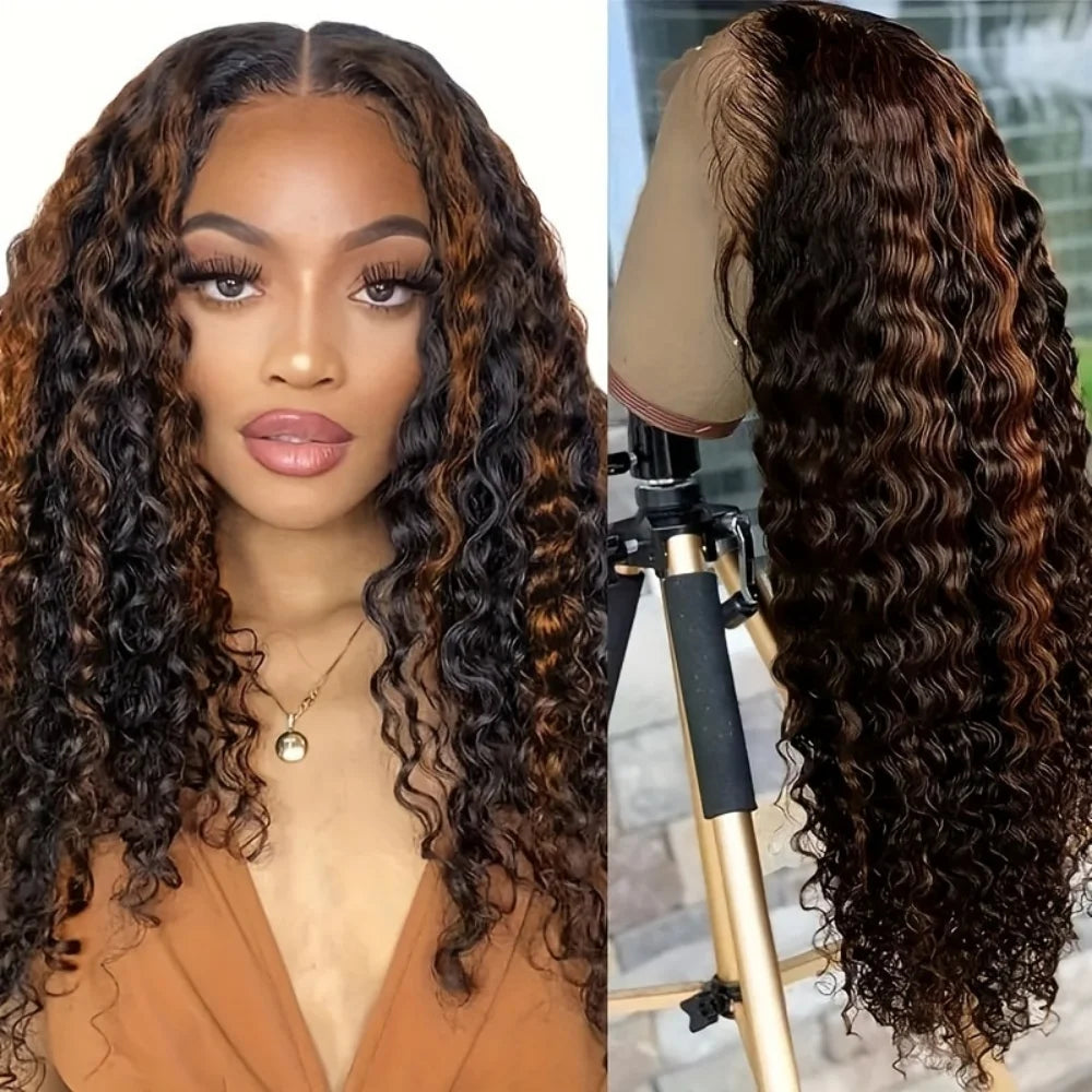 250% Density 427 Highlight Deep Wave Lace Front Wig Human Hair 13x6 13x4 HD Lace Frontal Wig Colored Ombre 100% Brazilian Wigs