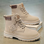 Classic Men High Top Boots High Quality Yellow Leather Boots Fashion Outdoor Sneakers Men Lace Up Non-Slip Ankle Boots for Men