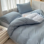 2-side Solid Color Brush Fabric Bed Set 4 Pieces Duvet Cover Pillowcase Bedding Set Bed Sheet Quilt Cover Single Queen King Size