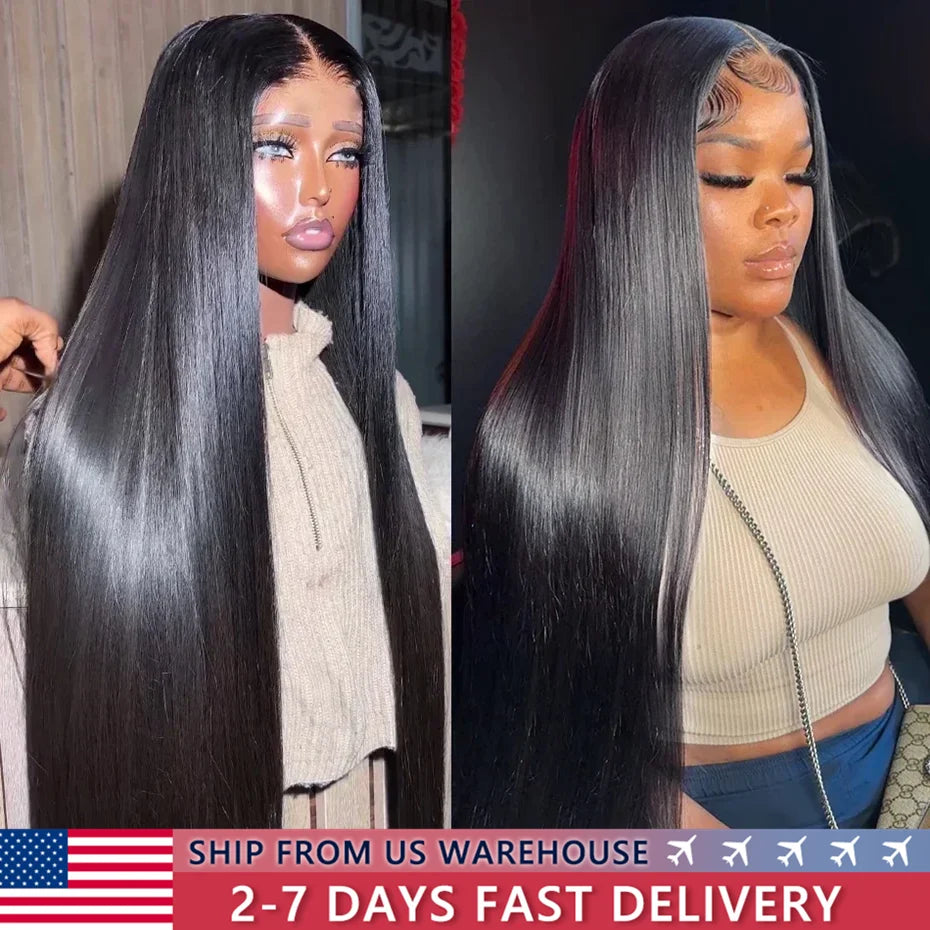 180 Density Straight HD Transparent 13x6 13x4 Lace Frontal Wig 360 Lace Front Wigs Human Hair Pre Plucked Brazilian Hair Bling Main image