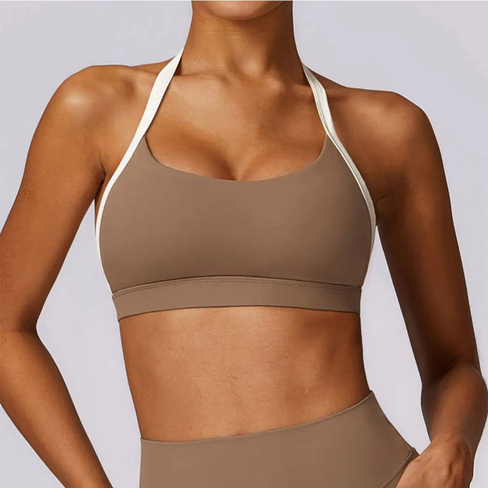 Gym Sport Bra Halter Sports Bra Anti-sweat Breathable Yoga Bra Shockproof Crop Top Fitness Top Push Up Workout Top Women Main image
