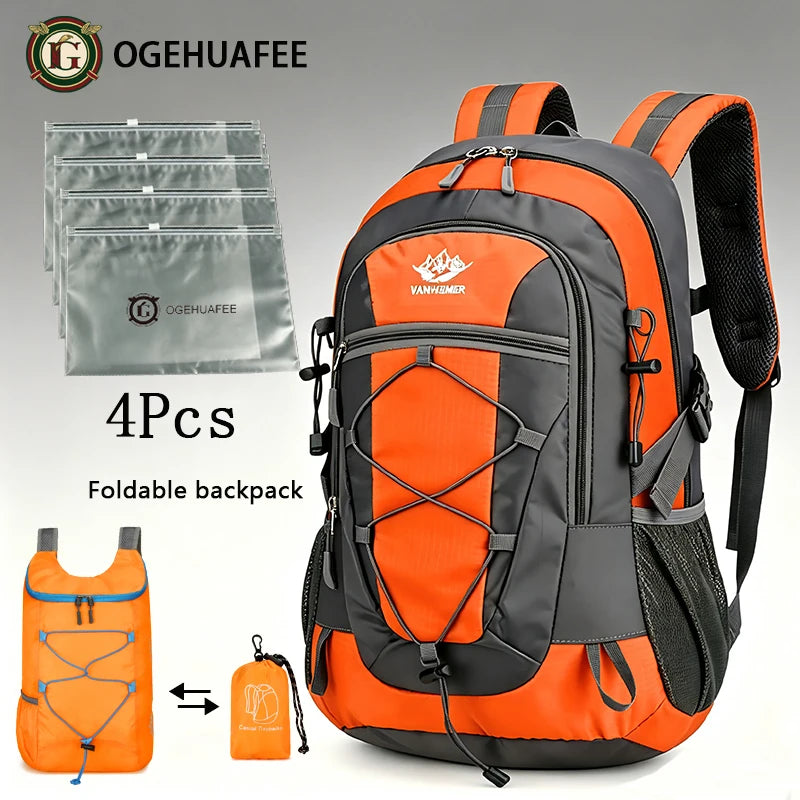 OGEHUAFEE Multi-functional Outdoor Hiking Backpack, Unisex Multi-purpose Bag, Lightweight Travel Hiking Luggage Storage Pack, Compatible with Stabilizing Trekking Poles