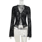 Autumn New Fashionable Chiffon Slim Fit Ruffle Trumpet Sleeve Shirt for Women