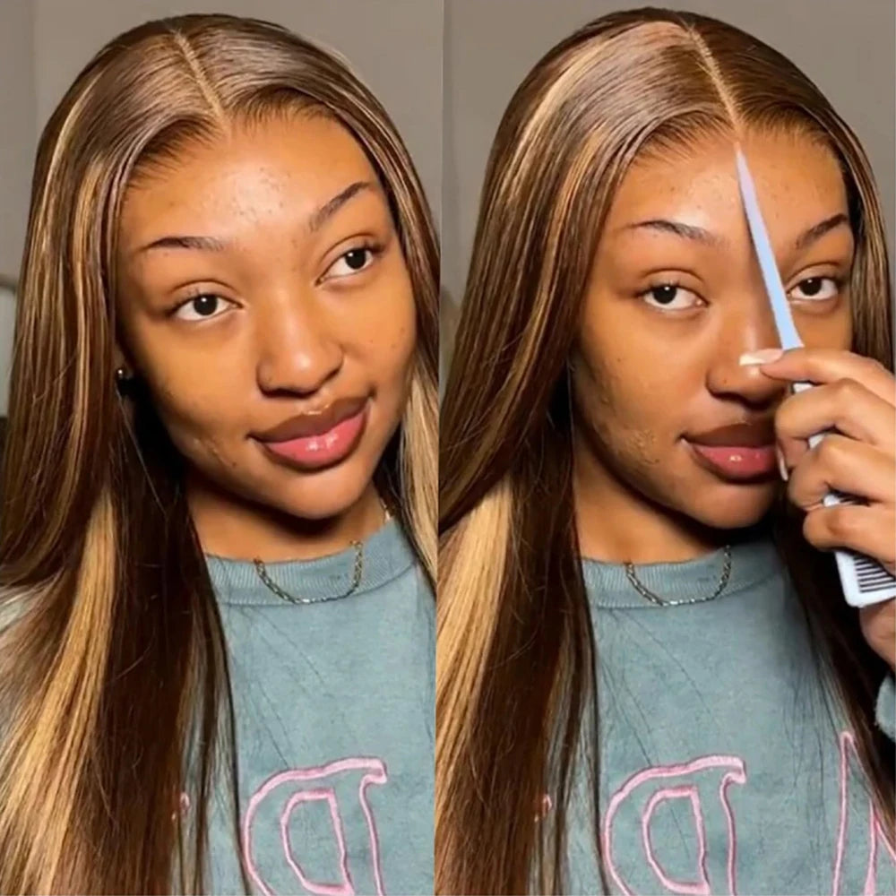 Highlight Wig Human Hair Ombre HD Lace Wig 13x6 Bone straight Human Hair Frontal Wig Brazilian 13x4 Bone Straight Wigs For Women Main image