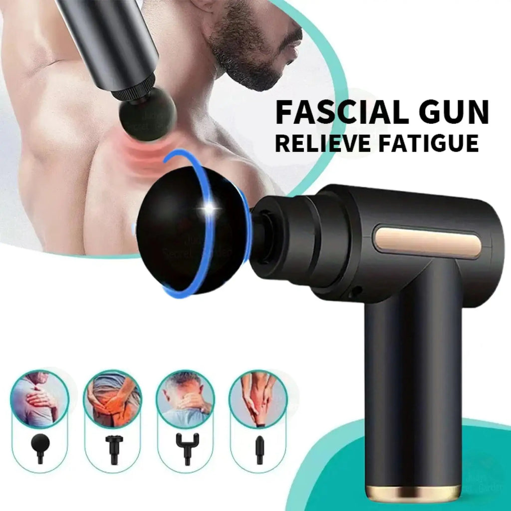 Mini Portable Handheld Fascia Gun USB Charging Percussion Massage Gun 6 Levels Intensity Noise Reduction Deep Muscle Pain Relief Vibration Massager for Body Neck Back Leg Fitness Slimming Men Women
