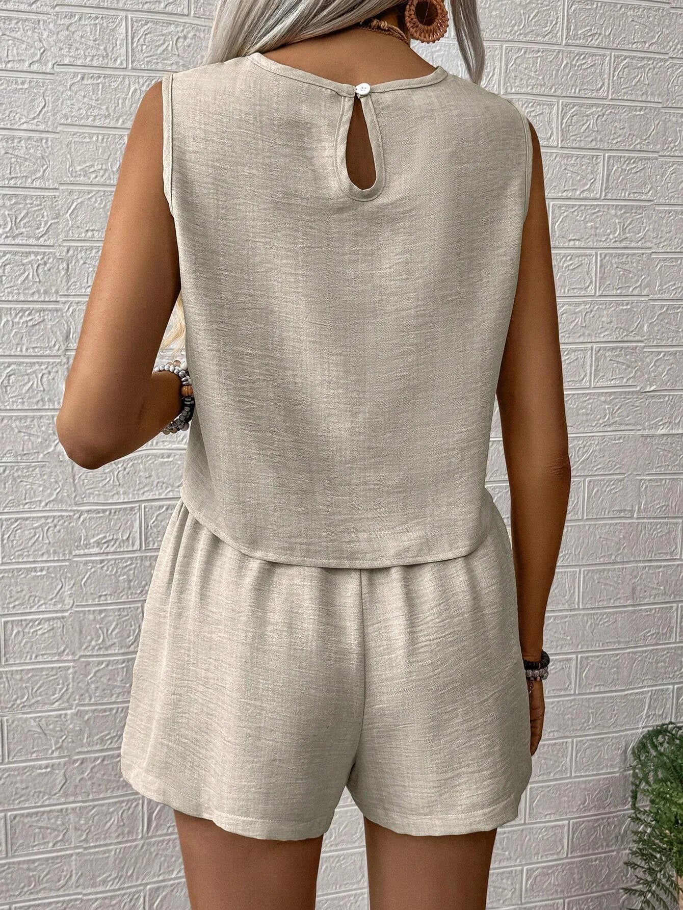 Summer Shorts Sets Women 2026 Fashion Sleeveless Loose Tank Tops And Short Pants Two Piece Sets Women Outfit Casual Femme Suit